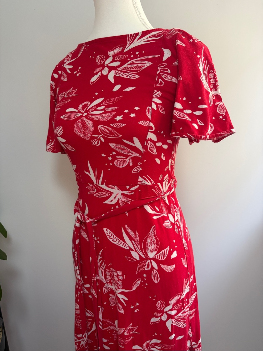 & Other Stories Red Floral Midi Dress